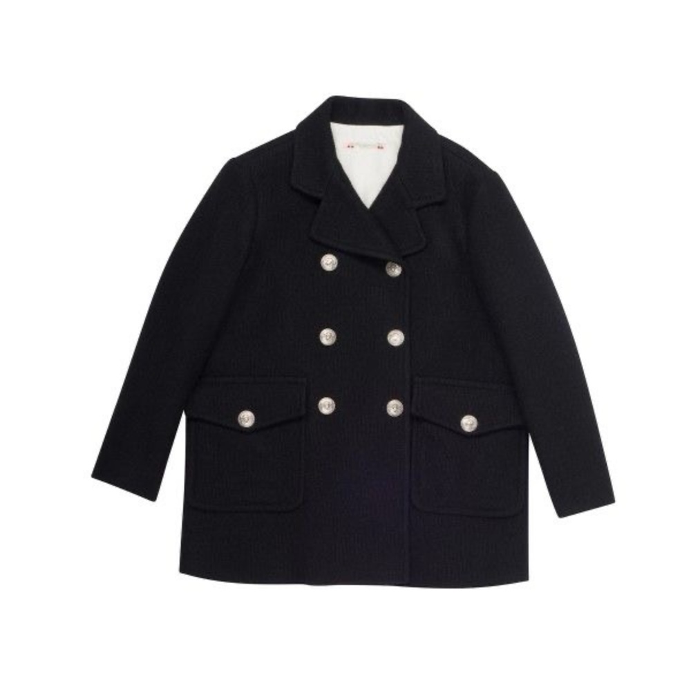 Bonpoint Charcoal Double-Breasted Kids Coat